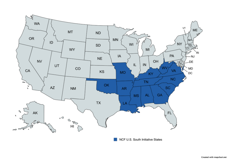 Nathan Cummings Foundation's Focus Map for their work in the U.S. South